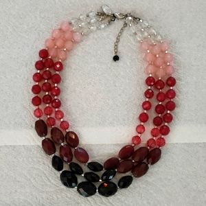 Ann Taylor pink, red and black beaded necklace